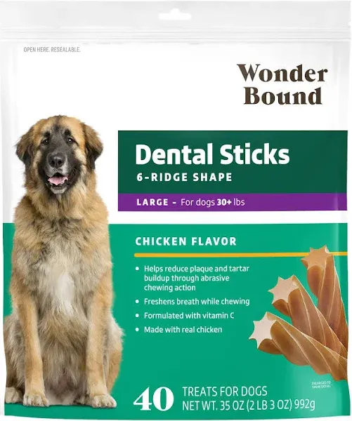 Amazon Brand Wonder Bound Chicken Flavor Dental Sticks