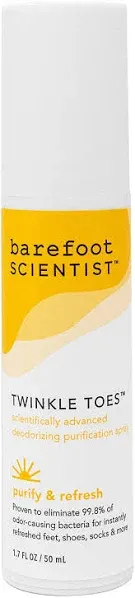 Barefoot Scientist - Twinkle Toes Foot Deodorizing Purification Spray (1.7 Ounce) - Foot Deodorant, Disinfects Smelly Shoes, Hypoallergenic, Phthalate Free, Paraben Free (Lavender, Tea Tree)