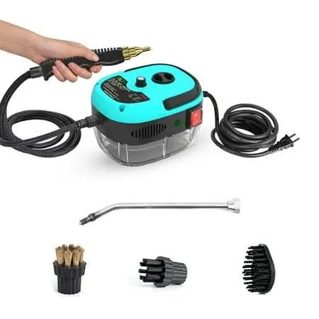 2500W Portable Handheld Steam Cleaner, High Temperature Pressurized Steam Cleaning Machine with Brush Heads for Kitchen Furniture Bathroom Car, US Plug 110V