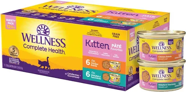 Wellness Complete Health Kitten Canned Wet Cat Food, Chicken (3 oz, 12 ct)