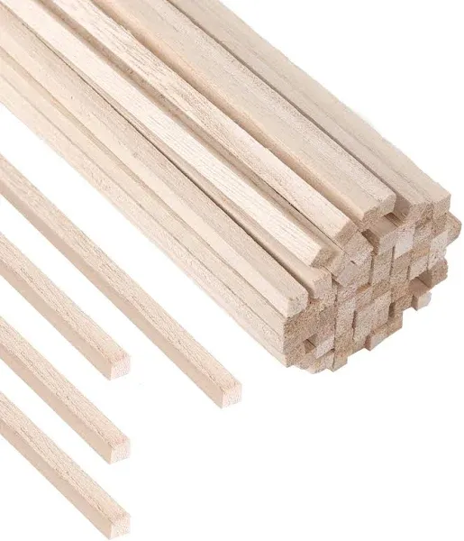 30 Pack Square Wood Dowel Rods 3/8x3/8x12 Inch Balsa Wood Sticks Natural Wood...