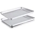 TeamFar Baking Sheet Cookie Sheet Set of 2 Pure Stainless Steel Baking Pan Tray Professional