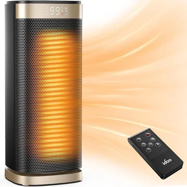 iDOO Indoor Space Heater with Remote, Timer, Eco and Fan Mode, 1500W PTC Ceramic