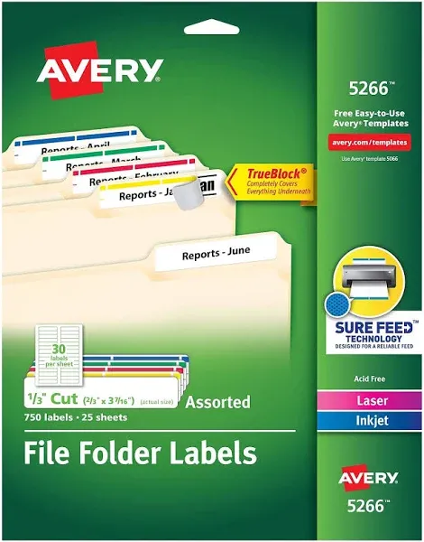 Avery Permanent TrueBlock File Folder Labels