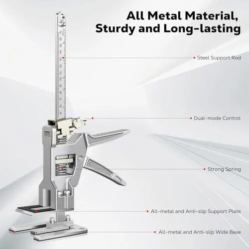 Labor Saving Arm Jack 2 Pack, 12 Inch All-Metal Hand Lifting Jack Tool, Precise Control Slow/Fast Descent, 440LBS Capacity Wall Tile Locator for Lifting Door Furniture, Wall Tile Positioning