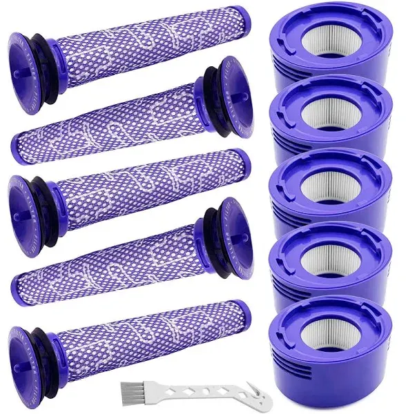 10 Pack Replacement Vacuum Filters Compatible with Dyson V7, V8 Cordless Vacuums - 5 Pre-Filters, 5 Post-Filters