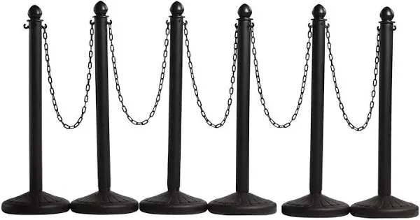 Montour Line Plastic Stanchion 2.5 Inch Diameter with 50 Foot Chain, 6 Black