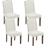 DUMOS Upholstered Dining Chairs Set of 4, Modern Upholstered Fabric Dining Room Chair with Nailhead Trim and Wood Legs, Mid-Century Accent Dinner