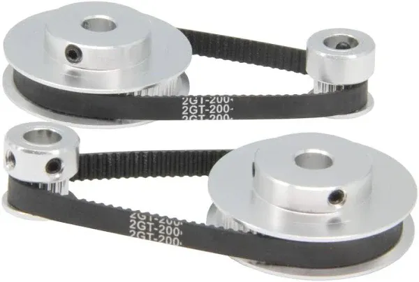 Zeberoxyz 2PCS Set GT2 Synchronous Wheel 20 Teeth Bore Aluminum Timing Pulley with 2PCS Length 200mm Width 6mm Belt