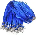 Blue Lanyards 50pcs Nylon Bulk Lanyard for ID Badges,badge Lanyards Swivel Hooks Clips Great for Name Tags Badge (50pcs, Blue) Eayy