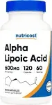 Nutricost Alpha Lipoic Acid 600Mg. 120 Capsulas