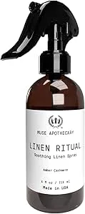 Muse Apothecary Linen Ritual - Aromatic, Soothing, and Relaxing Linen Mist, Laundry and Fabric Spray - Infused with Natural Aromatherapy Essential Oils - 4 oz, Amber Cashmere