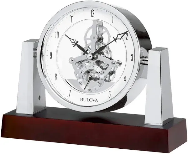 Bulova B7520 Largo Desk Clock Dark Mahogany Finish Original Box