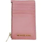 Michael Kors Jet Set Travel Medium Top Zip Card Case Wallet Coin Pouch Rose Pink