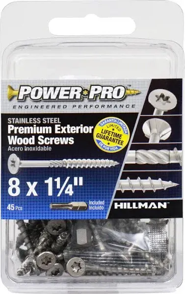 Hillman Power Pro No. 8  x 1-1/4 in. L Star Exterior Wood Screw 45 pk