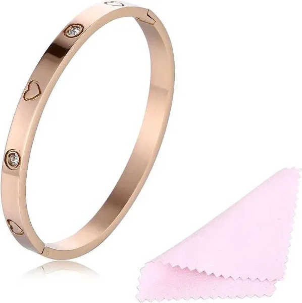 YCSLYW Women's Stainless Steel Crystal Cube Hinge Bracelet