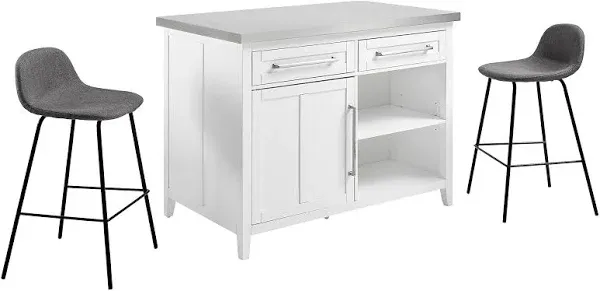 Crosley Silvia Stainless Steel Top Kitchen Island W/Riley