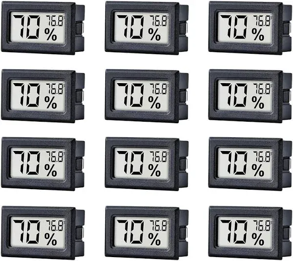 6 Pack Mini Hygrometer Indoor Humidity Meter,Mini Digital Thermometer Humidity Gauge Meter,Monitor Fahrenheit (℉) for Humidors,Reptile Thermostat,Fridge