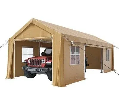 Carport Canopy 10x20ft Heavy Duty with Removable Sidewalls & Doors, Portable Car Port Garage Shelter for Boat, Party, Outdoor Camping Tent, UV Resistant