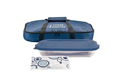 Anchor Hocking Bake-N- Take 3-Quart Baking Dish with Navy Tote