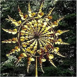 Whimsical Wind Sculpture, Whimsical Wind Sculpture, Magical Windmill, for Yard and Garden, Wind Catchers Metal Outdoor Patio Decoration Wind Sculpture,Golden