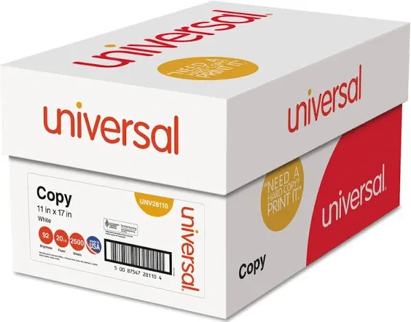 Universal Copy Paper 11"x17" 92 Bright 20lb 11 x 17 White 500 Sheets/Ream