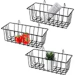 3 Pack Wire Baskets,Wall Grid Panel Hanging Wire Basket,Wall Storage and Display Basket for Cabinet & Pantry Organization and Kitchen,Bathroom,Bedroom Storage