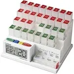 Med Center System 31 Day Pill Organizer Alarm Clock