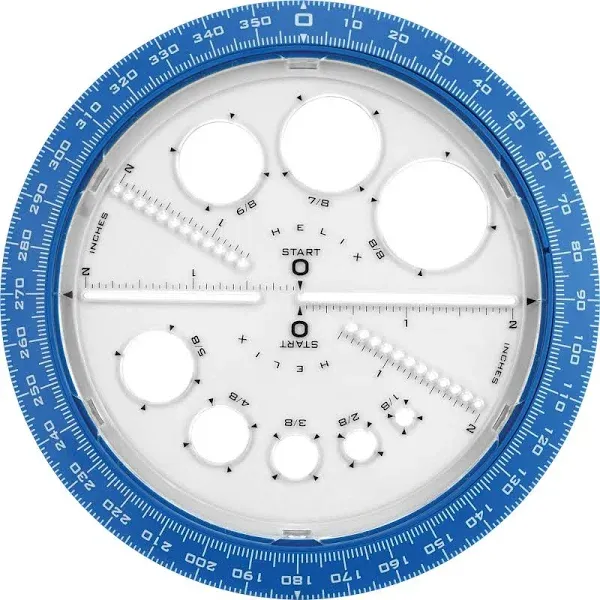 Helix Angle and Circle Maker with Integrated Circle Templates, 360 Degree, 6 Inch / 15cm, Assorted Colors (36002)