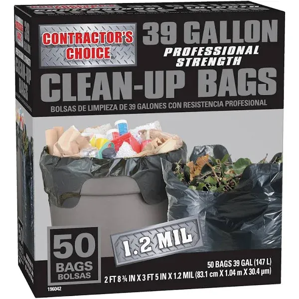 Contractor's Choice 50-Count 39-Gallon Outdoor Construction Trash Bags