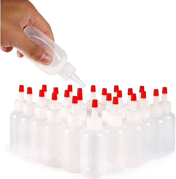 Juvale Boston Round Squeeze Bottles with Red Caps (2 oz, White, 24 Pack)