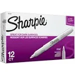 Sharpie Metallic Permanent Markers, Fine Point, Silver, 12 Count