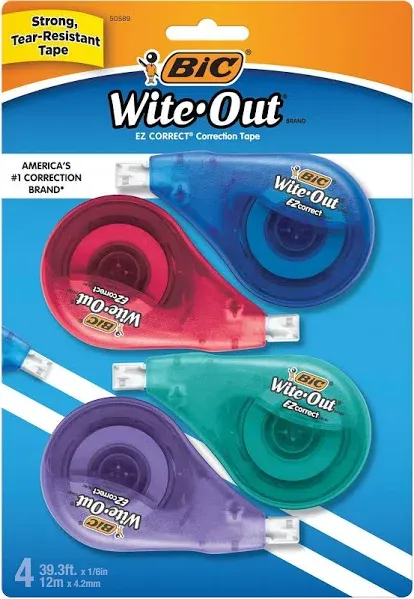 BIC White-Out Brand EZ Correct Correction Tape, 4 Count