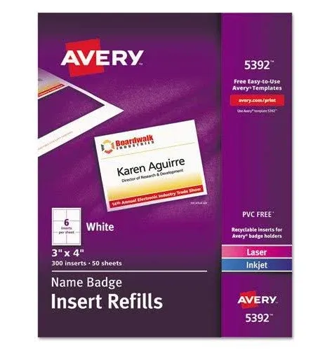 Avery Name Badge Insert Refills