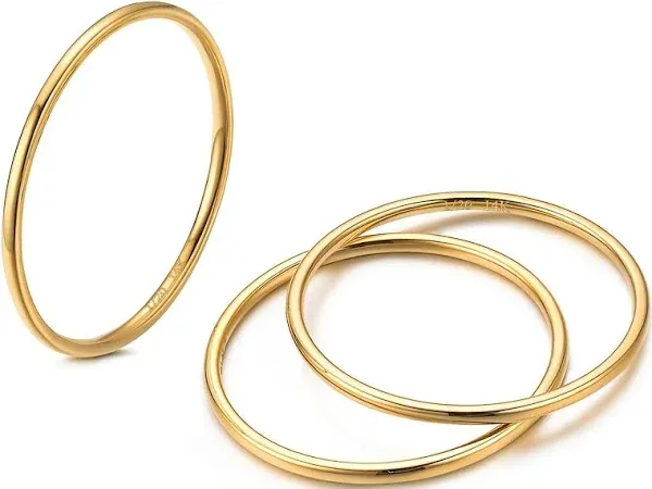  1mm 14K Gold Filled Rings for Women Girls Thin Gold Ring Dainty Cute 7 1PC