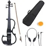 Professional 4/4 Electric Violin Kit with Headphones &amp; Hard Case - Black Finish