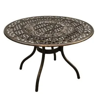 Oakland Living Ornate Traditional Outdoor Mesh Lattice Aluminum Round Dining Table