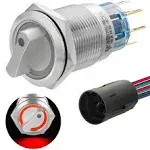 3 Position Rotary Switch 19mm 3/4&#034; Blue LED Light 12V 24VDC/AC, Latching Sele...