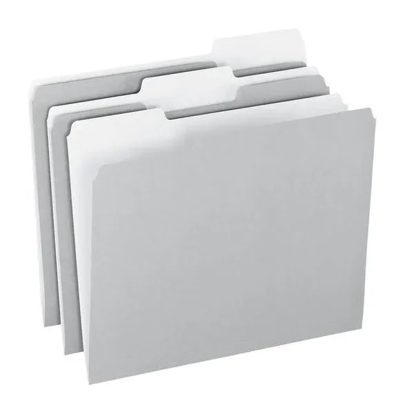 Office Depot Top Tab Color File Folders, 1/3 Cut, Letter Size, Gray, Box Of 100, OD152 1/3 GRA