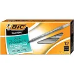 BIC Round Stic Ball Pen, Fine Point, 0.8 mm, Black Ink, Pack of 12