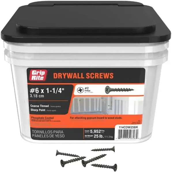 Grip-Rite #6 x 1-1/4-in Coarse Thread Drywall Screws (25-lb)