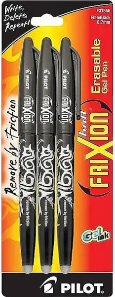 Pilot Rollerball Gel Pen Frix Erasable Fine Black Barrel/Ink 31553