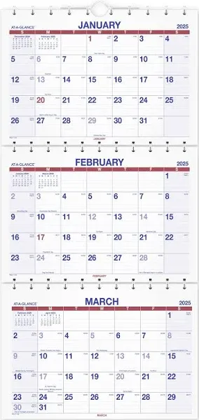 AT-A-GLANCE Move-A-Page Three Month Wall Calendar