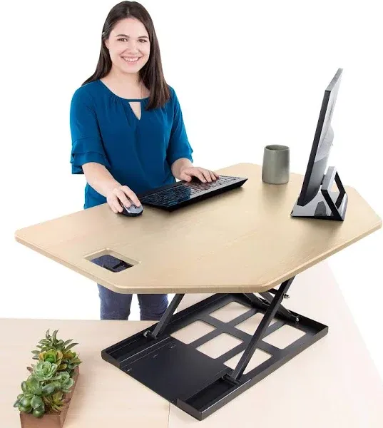 X-Elite Pro Corner Standing Desk | 40 Inch Corner Sit to Stand Desk Converter