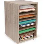 AdirOffice 11-Compartment Wood Vertical Paper Sorter Literature File Organizer, Medium Oak