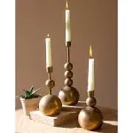 Kalalou Antique Brass Taper Candle Holders - Set of 3