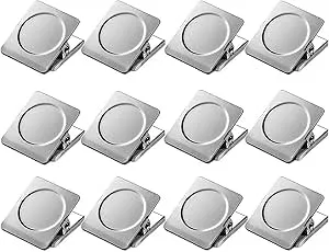 Magnetic Clips 1.5 inch, 12 Pack Heavy Duty Magnet Metal Clips for Hanging, Strong Magnet Clips for Whiteboard, Fridge, Classroom, Refrigerator