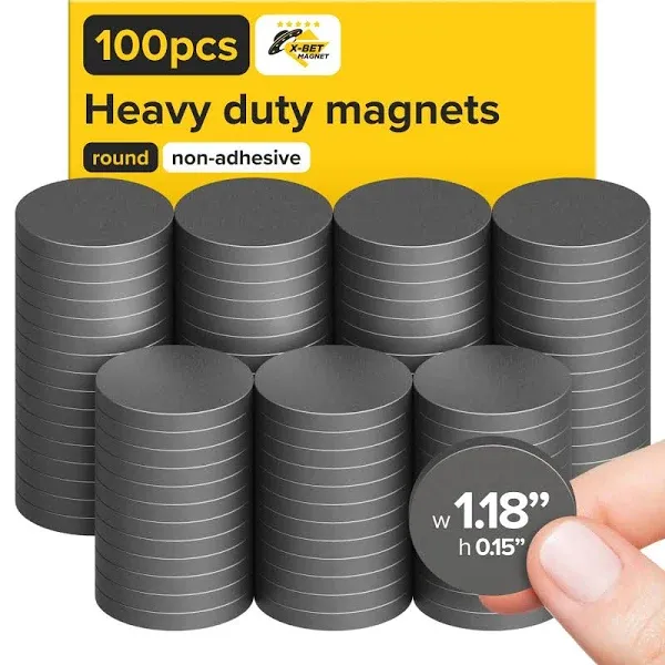 X-bet MAGNET Ceramic Magnets 100 pcs Bigger Size, diamter D30X4mm - Round Disc - Flat Circle Magnets Bulk for Crafts, Science & Hobbies - Perfect for Refrigerator, Whiteboard, Fridge