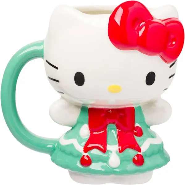 Sanrio Hello Kitty Holiday Tree Dress Ceramic 3D Sculpted Mug