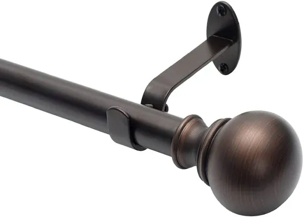 Elrene Home Fashions Cordelia Single Curtain Rod with Globe Ball Finials